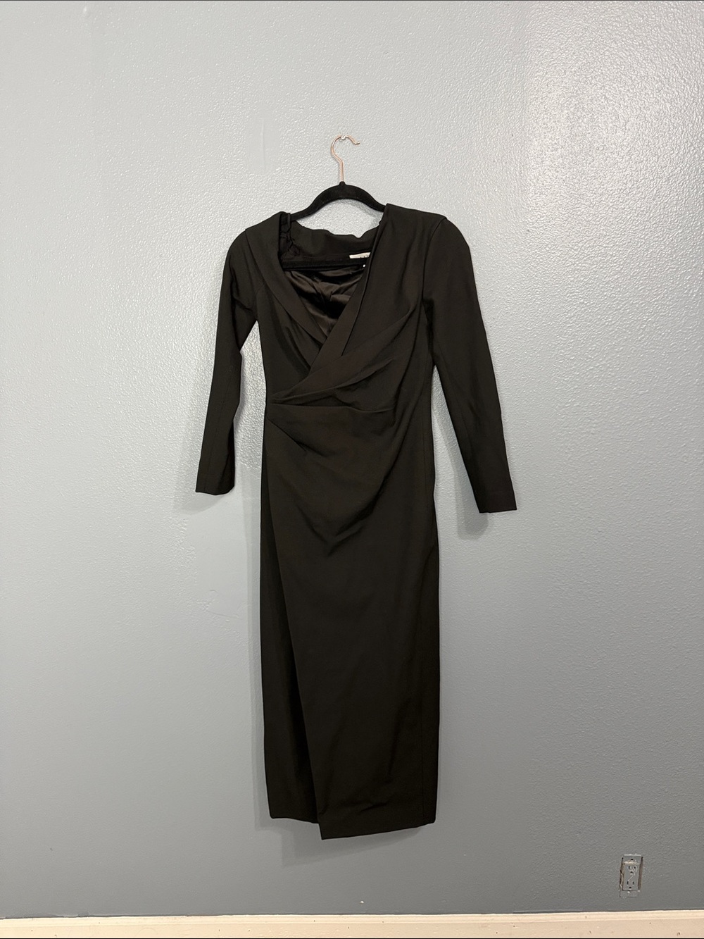 A.L.C Kylah dress Elegant Black Wrap-Style Long Sleeve Dress - Picture 2 of 2